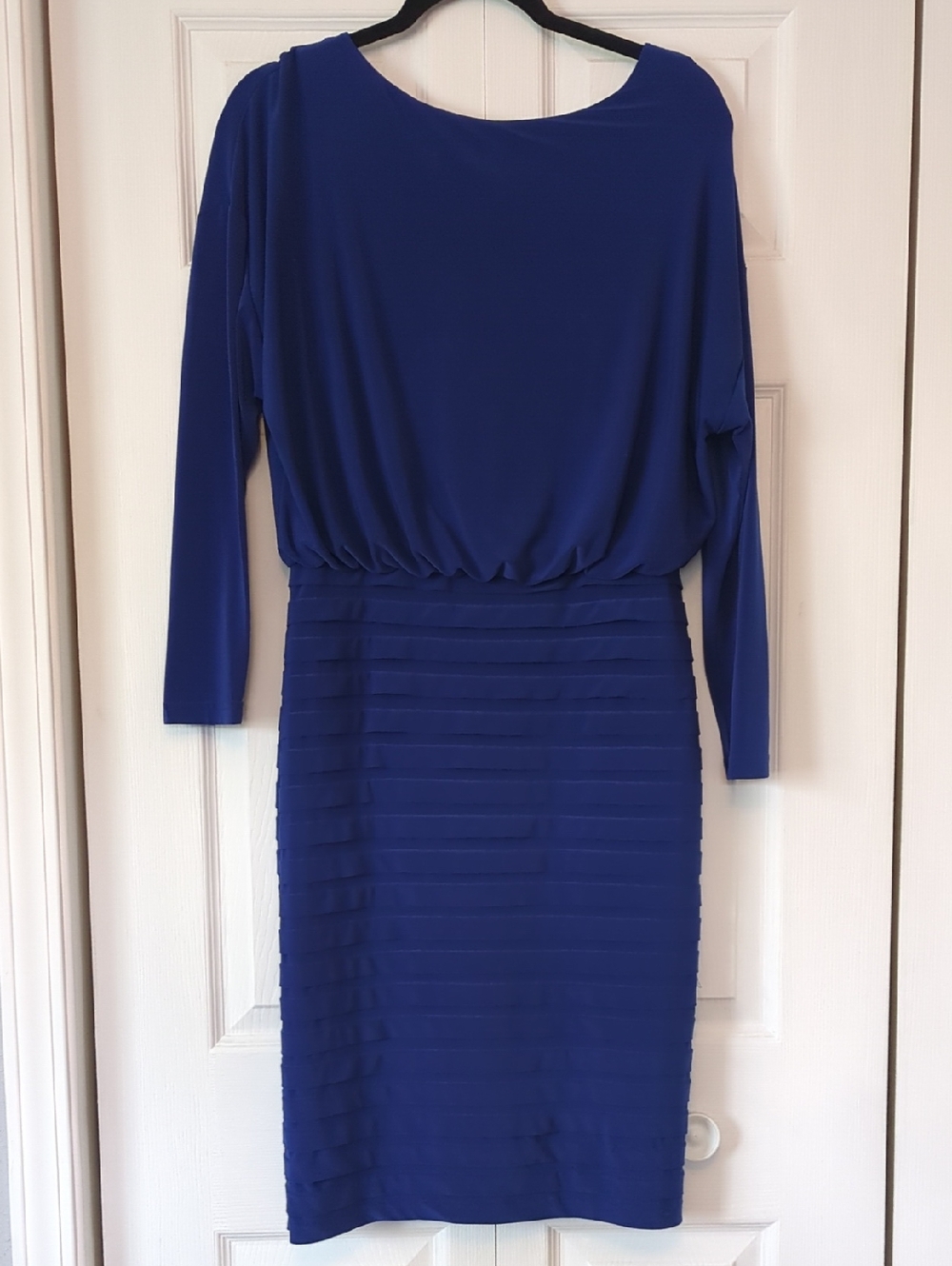 Adrianna Papell Cobalt Blue Long-Sleeve Blouson Sheath Dress